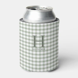 Grüner Gingham moderner Monogramm Dosenkühler