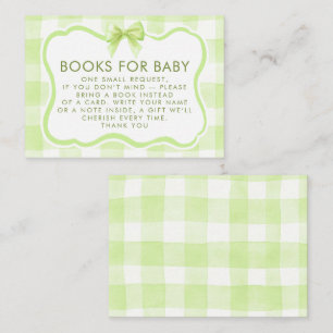 Grüner Gingham-Wellenrahmen-Bogen-Bücher für Baby Begleitkarte