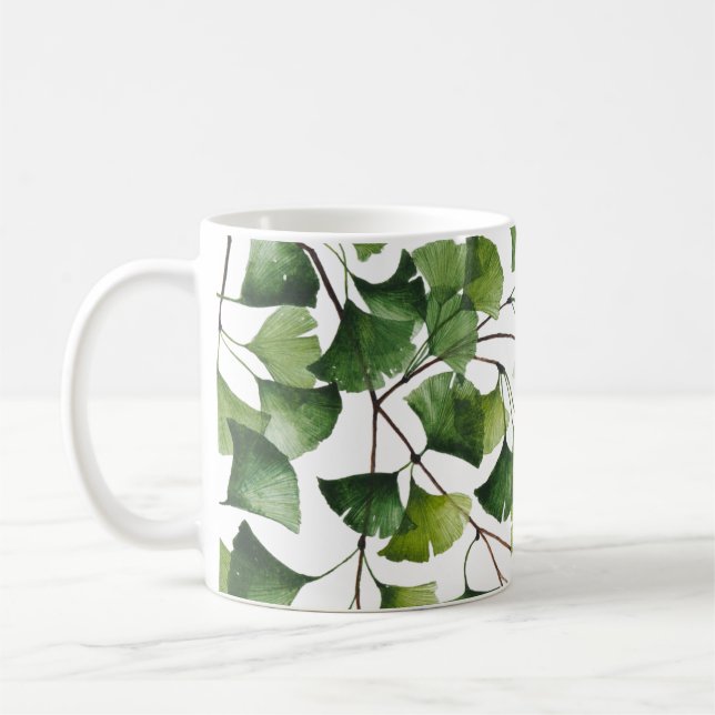 Grüner Ginkgo Biloba - Kaffeetasse (Links)