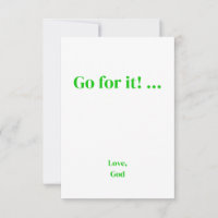 Grüner Glaube Gehe dazu! ... Liebe, Mitteilungskar