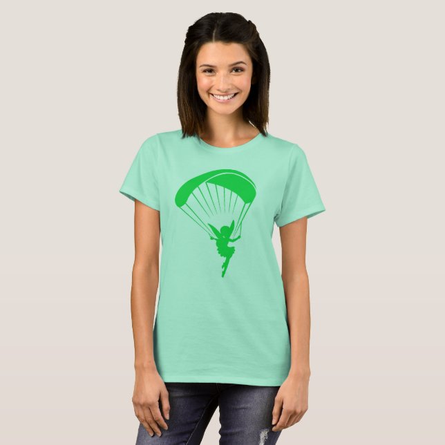 Grüner Gleitschirmfliegen-Elf-T-Shirt Frauen T-Shirt (Vorne ganz)