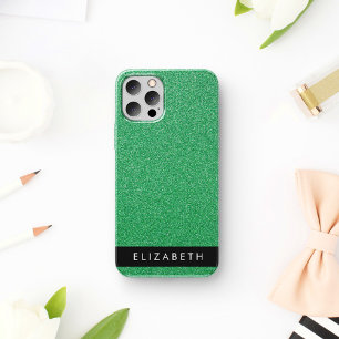 Grüner Glitter, Glitter-Hintergrund, Ihr Name iPhone 16 Hülle