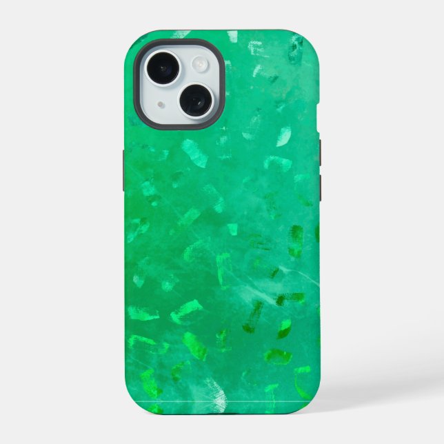 Grüner Glitter iPhone 15 Hülle (Rückseite)