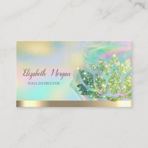 Grüner Glitter-Lotus-Holografischer Tinte Yoga Visitenkarte
