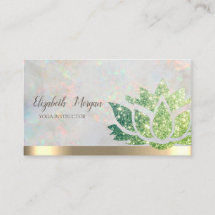 Grüner Glitter Lotus Yoga Holografisch Chic Visitenkarte