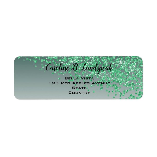 Grüner Glitter Moderner Gradient Rücksendeadresse (Vorne)