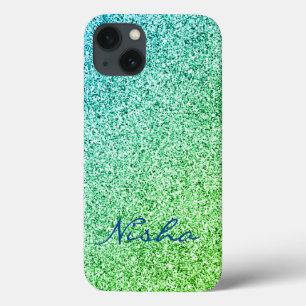 Grüner Glitter-Sparkle-Monogramm Case-Mate iPhone Hülle