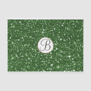 Grüner Glitter-Sparkling-Glam-Monogramm Anfangsbuc Seidenpapier