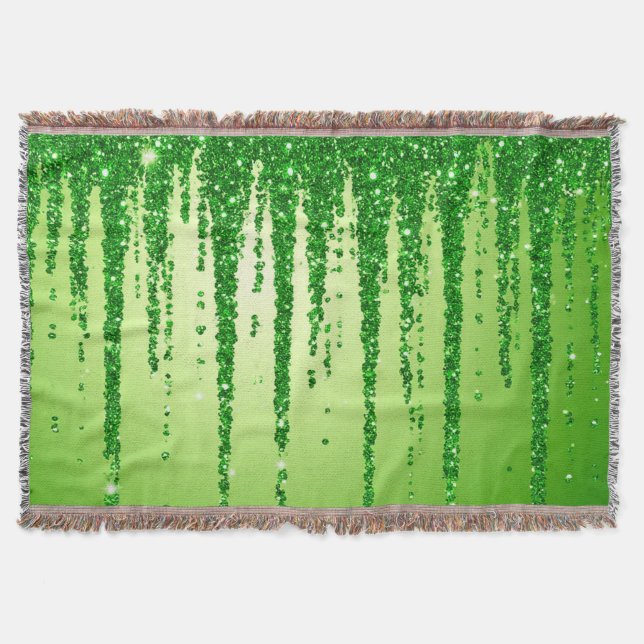 Grüner Glitter-Tropfenhintergrund mit Funkeln Decke (Vorderseite)