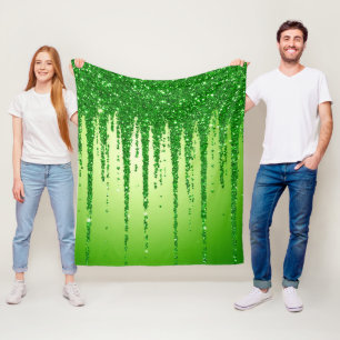 Grüner Glitter-Tropfenhintergrund mit Funkeln Fleecedecke
