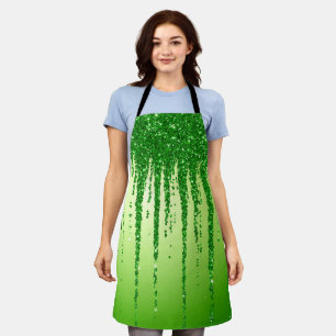 Grüner Glitter-Tropfenhintergrund mit Funkeln Schürze