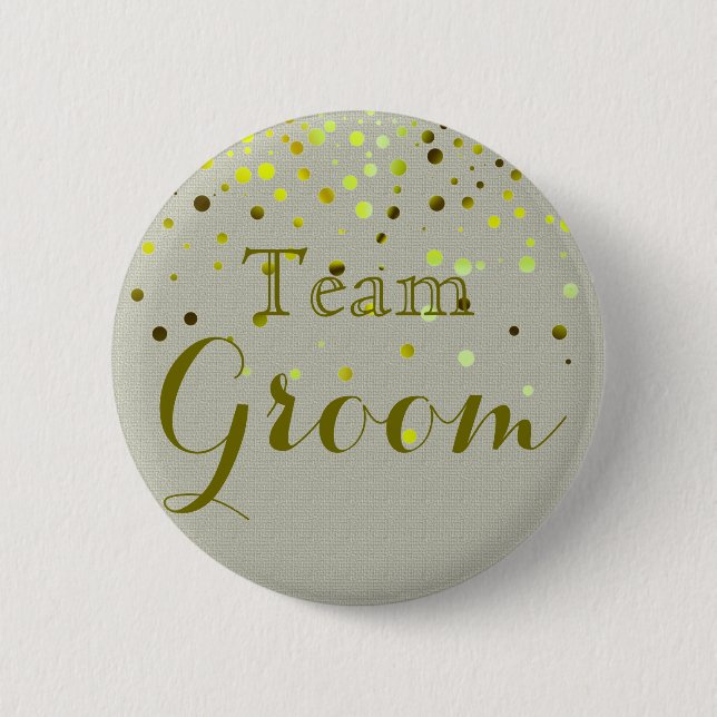 Grüner Glitzer Foil Confetti Wedding Team Ground Button (Vorderseite)