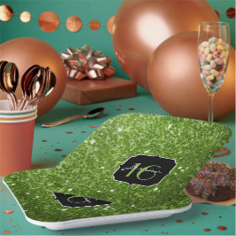 Grüner Glitzer Glitzern Sweet 16 Pappteller