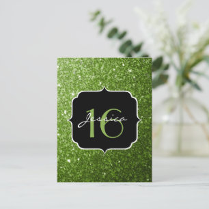 Grüner Glitzer Glitzern Sweet 16 Postkarte