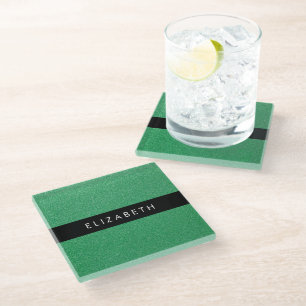 Grüner Glitzer, Hintergrund des Glitzer, Ihr Name Glasuntersetzer