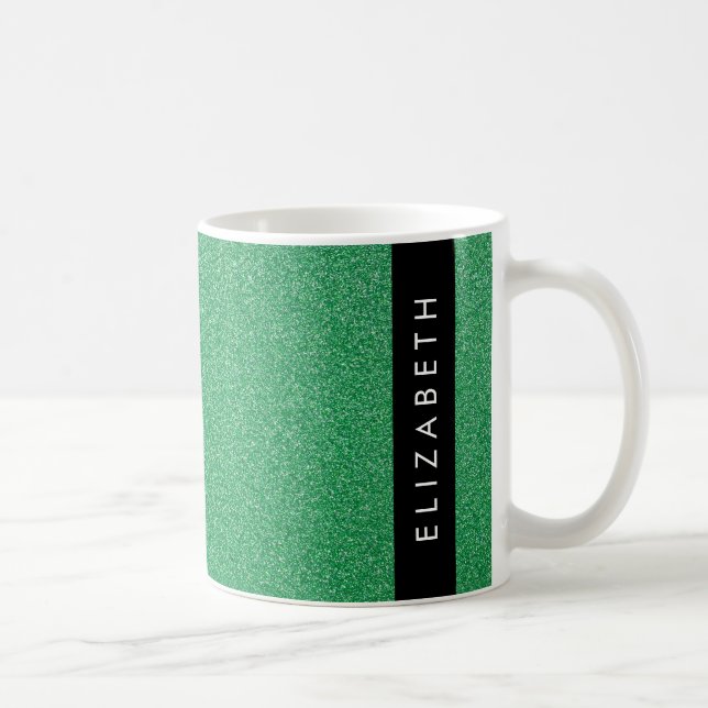 Grüner Glitzer, Hintergrund des Glitzer, Ihr Name Kaffeetasse (Rechts)