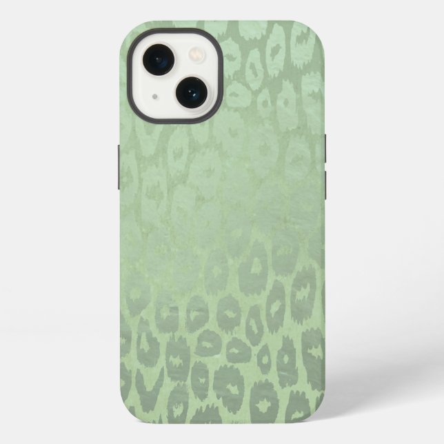 Grüner Glitzer Leopard Textur iPhone Hülle (Rückseite)