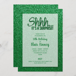 Grüner Glitzer ÜBERRASCHEN Geburtstag Einladung