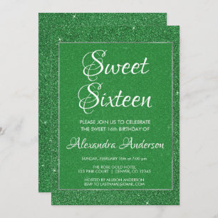 Grüner Glitzer-und Schein-Bonbon 16 Einladung