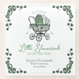 Grüner Glückskleeblatt-Irischer Baby Shower Glasuntersetzer