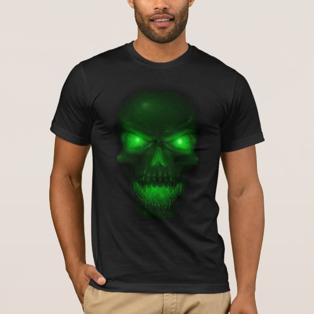 Grüner glühender Schädel T-Shirt (Vorderseite)