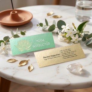 Grüner Gold Lotus Yoga Meditation Reiki Lehrer Mini Visitenkarte