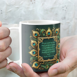 Grüner Gold-Pfau-Rahmen individuell anpassbar  Kaffeetasse