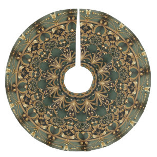Grüner Goldener Dekorativer Baumschurz Polyester Weihnachtsbaumdecke