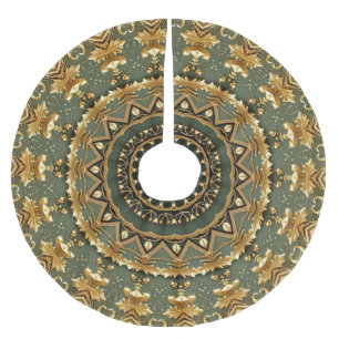 Grüner Goldener Dekorativer Baumschurz Polyester Weihnachtsbaumdecke