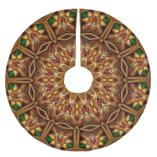 Grüner Goldener Dekorativer Baumschurz Polyester Weihnachtsbaumdecke