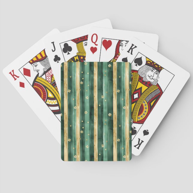 Grüner Goldener Kleeblatt St. Patrick's Day Spielkarten (Rückseite)