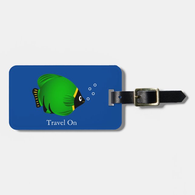 Grüner Goldfisch Personalisieren Gepäckanhänger (Vorderseite horizontal)
