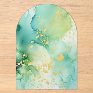 Grüner Goldmarmor-Hintergrund Acryleinladungen