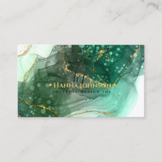 Grüner Goldmarmor-Monogram-Anfangsgeode Visitenkarte