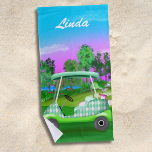 Grüner Golf-Diamant-Sonnenuntergang-Kurs Personali Strandtuch