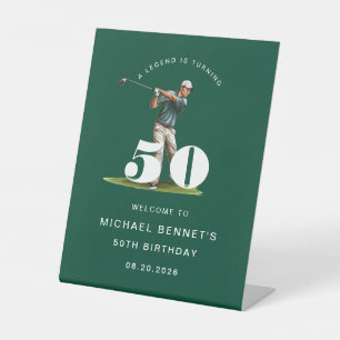 Grüner Golfer 50. Geburtstags-Willkommen Sockelschild