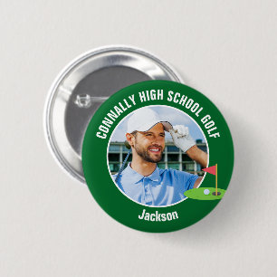 Grüner Golfer-Foto-Hochschul-Golfteam Button
