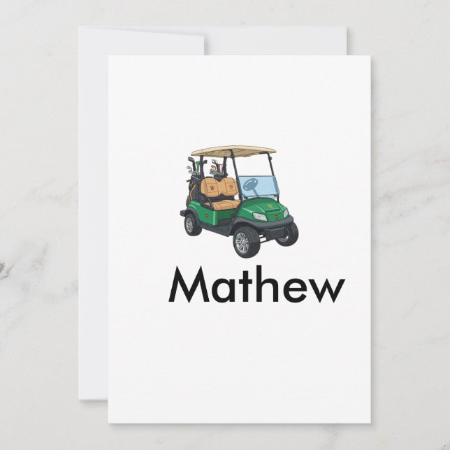 Grüner Golfwagen Name Mann Sport Junge Geschenke B Einladung (Vorderseite)