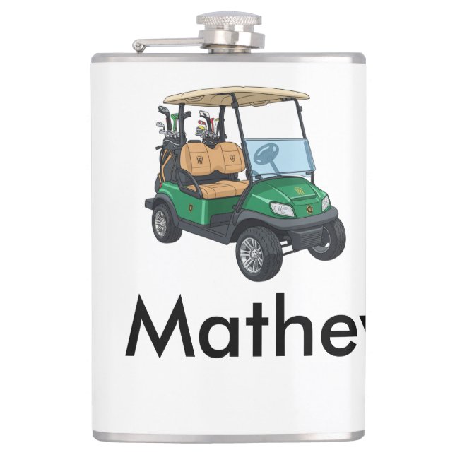 Grüner Golfwagen Name Mann Sport Junge Geschenke B Flachmann (Vorderseite)