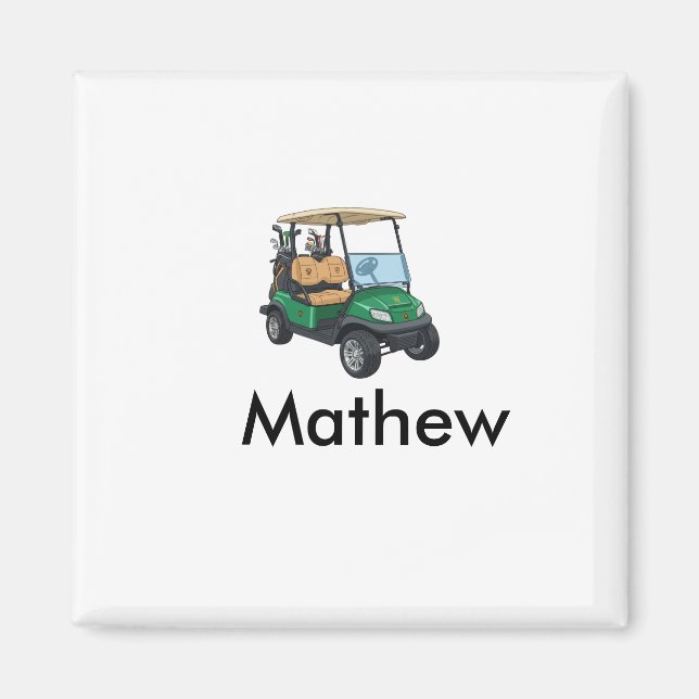 Grüner Golfwagen Name Mann Sport Junge Geschenke B Magnet (Vorne)