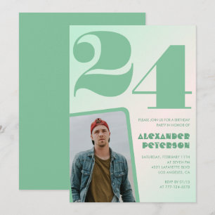 Grüner Gradient 24. Geburtstag Einladungen Foto