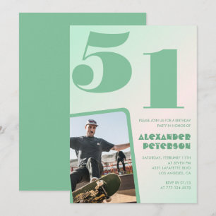 Grüner Gradient 51. Geburtstag Einladungen Boy Fot