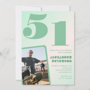 Grüner Gradient 51. Geburtstag Einladungen Boy Fot
