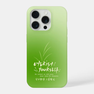 Grüner Gradient Gras Zitat Telefonhülle iPhone 15 Pro Hülle