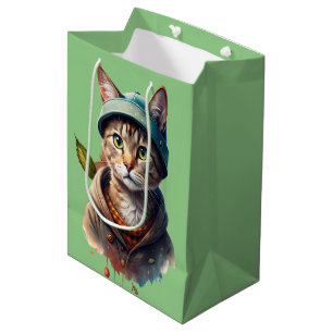 Grüner Graffiti-Katzengeschenk Mittlere Geschenktüte
