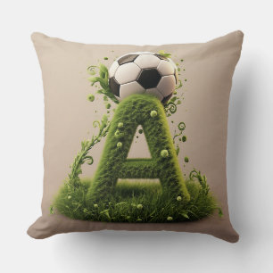 Grüner Gras-Buchstabe A-Topiaire mit Fußball Kissen