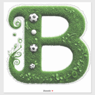 Grüner Gras-Buchstabe-B-Topiarie mit Fußball Aufkleber