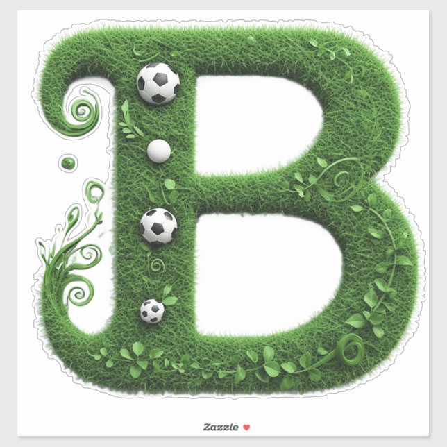 Grüner Gras-Buchstabe-B-Topiarie mit Fußball Aufkleber (Blatt)