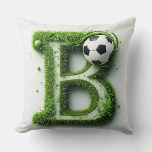Grüner Gras-Buchstabe-B-Topiarie mit Fußball Kissen