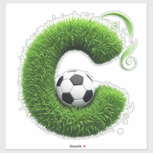 Grüner Gras-Buchstabe C-Topiar mit Fußball Aufkleber
